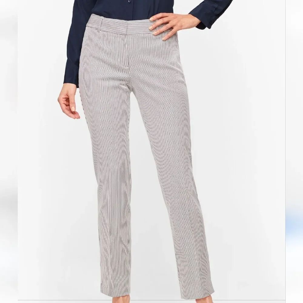 NWT. Talbots Hampshire Ankle White and Black Striped Ankle Pants